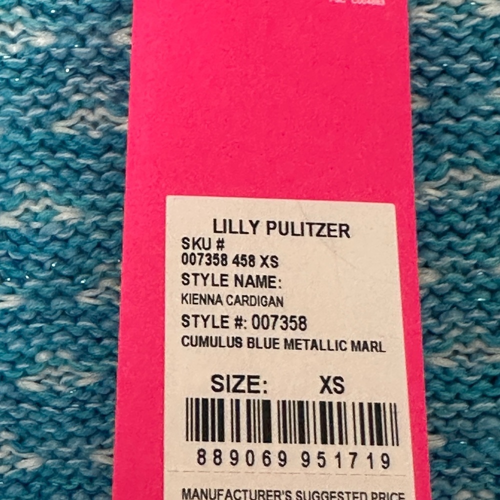 Brand New Lilly Pulitzer Kienna Cardigan Cumulus Blue XS Preppy Cropped - Picture 5 of 8